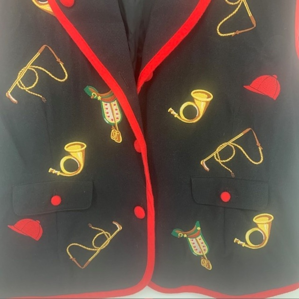 Vintage The Eagle's Eye L Equestrian Vest Embroidered Horse Riding Festive - Picture 3 of 8